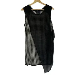 Lois CRAYON(ロイスクレヨン) ワンピース サイズM レディース美品  - 黒×白 ノースリーブ/ミニ/ニット/チェック柄