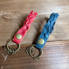 [キーリング2個セット 】  キーホルダー 本革 レッド ネイビー  新品