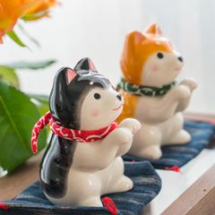薬師窯 わんこ日和おねだり柴犬(大)  商売繁盛  置物 夏インテリア招福置物 和の縁起物  贈り物 ギフト お祝い プレゼント