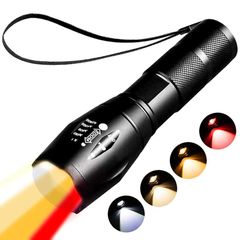 【新着商品】赤色ledライト懐中電灯は充電可能で、1800 Kは光を温めて目を保護して、撮影して光を補うランプ 四合一白色光と黄色光、琥珀灯と赤色光、夜間観察。