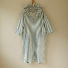 美品 45rpm umii908 クジラ刺繍 フード付きボーダーワンピース 3