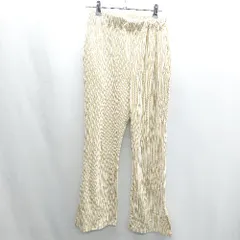 ◇ Θ niko and … ニコアンド ストライプ柄 ウエストゴム ストレートパンツ サイズM イエロー ホワイト レディース E  【1409240035589】