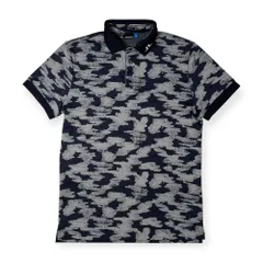 J.LINDEBERG ジェイリンドバーグ 総柄 半袖 ポロシャツ サイズ M /メンズ/ゴルフ/スポーツ/ネイビー系