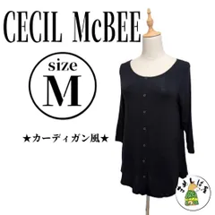 CECIL McBEE【M】7分袖ニット カーディガン風 おしゃれ クルーネック