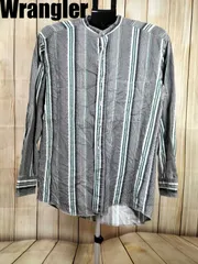 Wrangler ラングラー 長袖 ウエスタンシャツ ノーカラー ストライプ M 90s