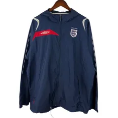 UMBRO イングランド代表 ナイロンジャケット ネイビー × レッド 2XLサイズ 刺繍ロゴ フルジップ