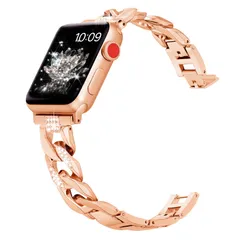 【迅速発送】Daturus 互換Apple Watch バンド series10/9/8/7/6/5/4/3/2/1/SE対応 アップルウォッチ ベルト ダイヤモンド付きベルト 金属ベルト 交換バンド 女性向け お洒落・ファッション 楕円形のリングチェーンデザ