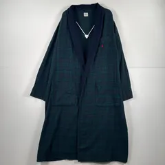 古着 ポロバイラルフローレン Polo by Ralph Lauren 長袖 ガウン・ルームローブコート チェック柄 ロング ネルシャツ L/XL  ネイビー レディース