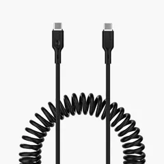 【 新品 未開封 】 AUKEY　急速充電対応ケーブル Coiled Series ［TypeC to TypeC］ 1.5m コイル型 ブラック Black ［USB Power Delivery対応］　CB-CC19-BK 未使用 送料無料