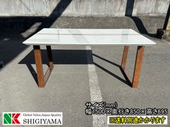 【中古】【一部地域送料無料】シギヤマ家具工業　ダイニングテーブル　ホワイト×ブラウン　木製　F-FA-761-0207A