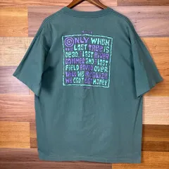USA製 90s Greg Scott for Earth Foundation グラフィック アート デザイン メッセージ T-sh Tシャツ サイズ メンズ XL シングルステッチ アメリカ製 90年代 VINTAGE 古着 r25062785/グリーン