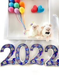 インテリア 壁掛け 数字 2022 ブルー