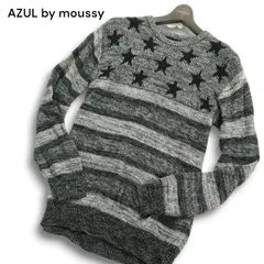 AZUL by moussy アズール マウジー 秋冬★ スター 星柄 ボーダー セーター ニット Sz.M メンズ