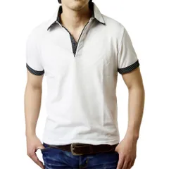 ポロシャツ メンズ 半袖 《10ホワイト》 新品 未使用 ドット 水玉柄 2枚衿 鹿の子 【B6N】【メール便2】