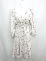 ◇ ⊂ tocco closet トッコ クローゼット 総柄 長袖 ひざ丈 ワンピース サイズ表記なし オフホワイト ピンク レディース E  【1411280030622】