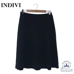 ☆美品☆ INDIVI インディヴィ スカート ひざ丈 レディース ブラック 40 901-123 送料無料