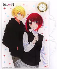 [Used] Desk Clock/Wall Clock: Acrylic Clock featuring original anime illustration of Aqua Hoshino & Kana Arima. Bonus item for purchasing all volumes of the Blu-ray/DVD "Oshi no Ko" from Sofmap/Animega.