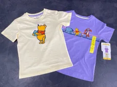 未使用 くまのプーさん Tシャツ 2枚セット サイズ5 クリーム/パープル  #587121 半袖 子供用 女の子/301579在★6