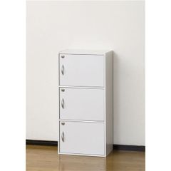 送料無料スリムキャビネット鍵付3段チェスト幅42cm ロッカー 新品