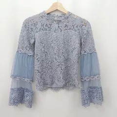 ◇ ⊂ rienda リエンダ シースルー袖 長袖 カットソー サイズF ブルー系 レディース E  【1506190003627】