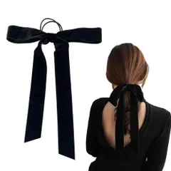 ベロア リボン ベロアリボン 黒 生地 ヘアアクセサリ 髪飾り おしゃれ 髪に優しい シンプル 静電気防止 上品 大人可愛い