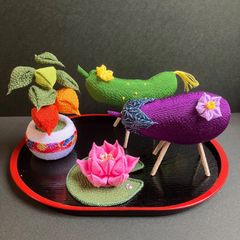 つまみ細工 端午の節句 ミニ 五月人形 鯉のぼりセット【青×赤】 - メルカリ