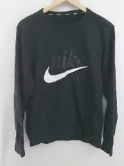 ◇ NIKE ナイキスウッシュ プリント 裏起毛 長袖 トレーナー プルオーバー サイズM ブラック グレー メンズ E  【1307250002365】