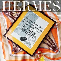 ＜1931 広告＞ HERMES エルメス 時計  ポスター ヴィンテージ アートポスター フレーム付き インテリア モダン おしゃれ かわいい 壁掛け オレンジ ポップ レトロ モノトーン モノクロ