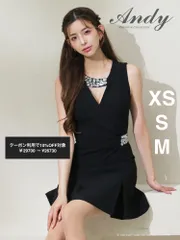 ブラック  AN-OK2998 XSサイズあり【ANDY/アンディ】襟付き/ アシンメトリー/ バストカットアウト/ ビジュー/ ノースリーブ/ ボックスプリーツ/ Aライン/ フレア/ ワンピース/ ミニドレス/ キャバドレス