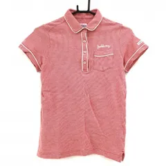 ★SALE価格★【美品】ジャックバニー 半袖ポロシャツ レッド×白 千鳥格子 パイピング 胸ポケット レディース 1(M) ゴルフウェア Jack Bunny