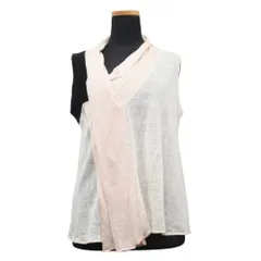 美品 EMPORIO ARMANI エンポリオアルマーニ リネン シルク ニット ノースリーブ カットソー バイカラー Vネック サイズ38 レディース 古着 中古 USED