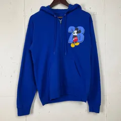 ディズニーランド ミッキーマウス キャラクター プリント フルジップ スウェットパーカー フーディ メンズS レディース 古着 ブルー 青 バックプリント Disney ディズニー　f240213010