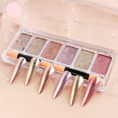 ネイルパレット ミラーネイル 6色セット ジェルネイル ネイルパウダー ピンク