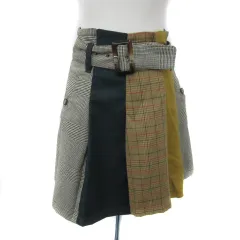 レディアゼル REDYAZEL プリーツスカート ミニ丈 チェック柄 ウエストベルト付き M マルチカラー グレー /YS35