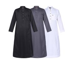 Men's Short Sleeve Zeintin Shirt Casual Robe Muslim Stand Collar Long Sleeve Solid Long Sleeve Jubba Robe Shirt Long Sleeve Men's