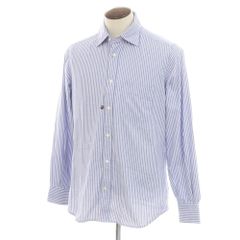 【新品】グランシャツ Glanshirt コットン ストライプ カジュアルシャツ ブルーxホワイト【サイズ41】【メンズ】