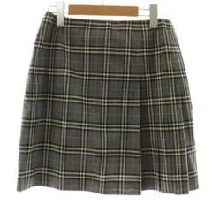 バーバリーズブルーレーベル Burberry's BLUE LABEL ヴィンテージ プリーツスカート フレア ミニ丈 サイドジップ ノバチェック ウール チェック柄 38 グレー FX585-136 /OR