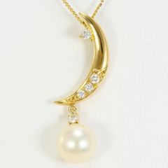 K18YG　ネックレス　necklace　パール（真珠）　ダイヤ　0.10　総重量約3.4g　約40cm