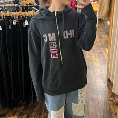 y2k✨️ Harley-Davidson 希少 ハーフジップ ロゴ パーカー Harley Davidson Motorcycles Youth Girls Small Black & Pink