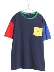 【お得なクーポン配布中!】 ポロ ラルフローレン ポケット付き 半袖 Tシャツ メンズ L / 古着 クレイジー パターン ポケT ワンポイント シングルステッチ マルチカラー