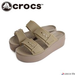 正規取扱店 crocs クロックス ブルックリン サンダル ロー ウェッジ ウィメン WOMEN'S BROOKLYN SANDAL LOW WEDGE サンダル 厚底 レディース ライトライド  カーキ 207431