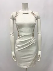 1149 JEWELS ジュエルズ　キャバクラ　ドレス　ノースリーブ　レース　ストーン　ギャザー　ミニ　タイト　キャバドレス　XS