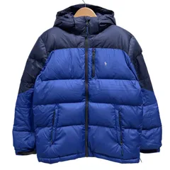ポロ ラルフローレン ダウンジャケット L相当(XL表記)  2Way フード 取り外し可能 POLO RALPH LAUREN ダウン ブルー ネイビー 古着 Z147