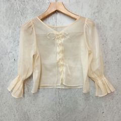 one after another NICE CLAUP ワンアフターアナザー ナイスクラップ リボン シフォン シースルーブラウス ラメ入り ガーリー アイボリー Fサイズ 〇□