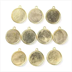 ミール皿【g30 ゴールド】10個セット 両面タイプ ラウンド 型枠 モールド UVライト ストラップ キーホルダー チャーム クレイ ネックレス ペンダント ハンドメイドアクセサリーパーツ