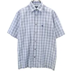 バーバリー チェック柄 半袖 シャツ M ネイビー系 BURBERRY メンズ 古着 【240511】 メール便可
