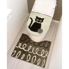 ☆ キャット ☆ SOPO トイレ2点セット トイレ マット カバー セット SOPO トイレ2点セット 2点セット 蓋カバー フタカバー 北欧風 フタカバー 取り付け 簡単 ふんわり 柔らか デザイン やさしい色味 温かみ 丸洗い かわいい 2点 雑貨のサムネイル