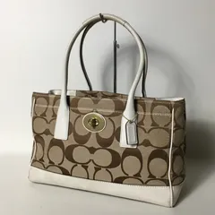 2508-185｜コーチ シグネチャー ハンドバッグ ホワイト ターンロック