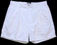 90s USA製 ポロ ラルフローレン ツータック コットン チノ ショートパンツ オフホワイト 38★95 ショーツ ハーフ オールド チノパン