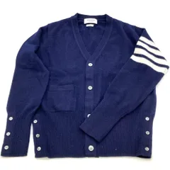 トムブラウン THOM BROWNE 4BAR Vネック カーディガン カシミヤ MKC001A ネイビー 4 メンズ【中古】のサムネイル